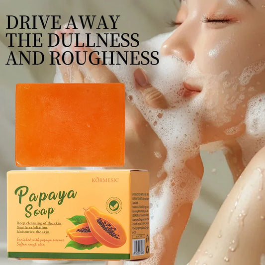 100g KORMESIC Hand Made Papaya Soap Shower Facial Soaps for cleansing anti-acne whitening brightening removing acne - Lumiere