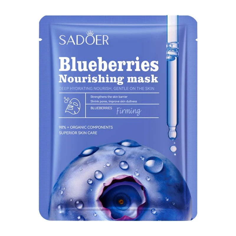 Lot de 10 masques visage SADOER – Hydratants anti-rides aux fruits et fleurs - Lumiere