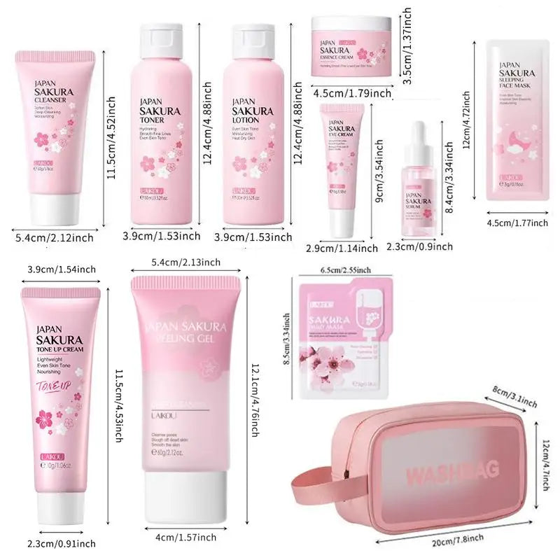 Sakura Skincare Set, 29pcs/set Deep Cleansing & Moisturizing Skin Care Kit, Facial Skin Care Product for Women & Girls - Lumiere