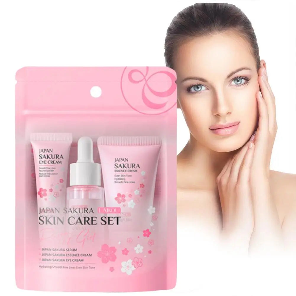 Sakura Skin Care Sets & Kits With Cleanser,Serum,Eye Cream,essence Cream Beauty Products For Women Gift Sets Routine Travel Kit - Lumiere