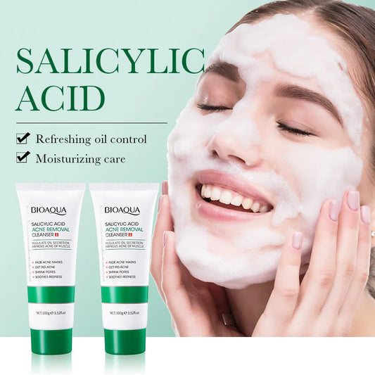 BIOAQUA Salicylic Acid Facial Cleanser Acne Treatment Moisturizing Oil Control skincare Face Wash Foam Face Cleanser Skin Care - Lumiere