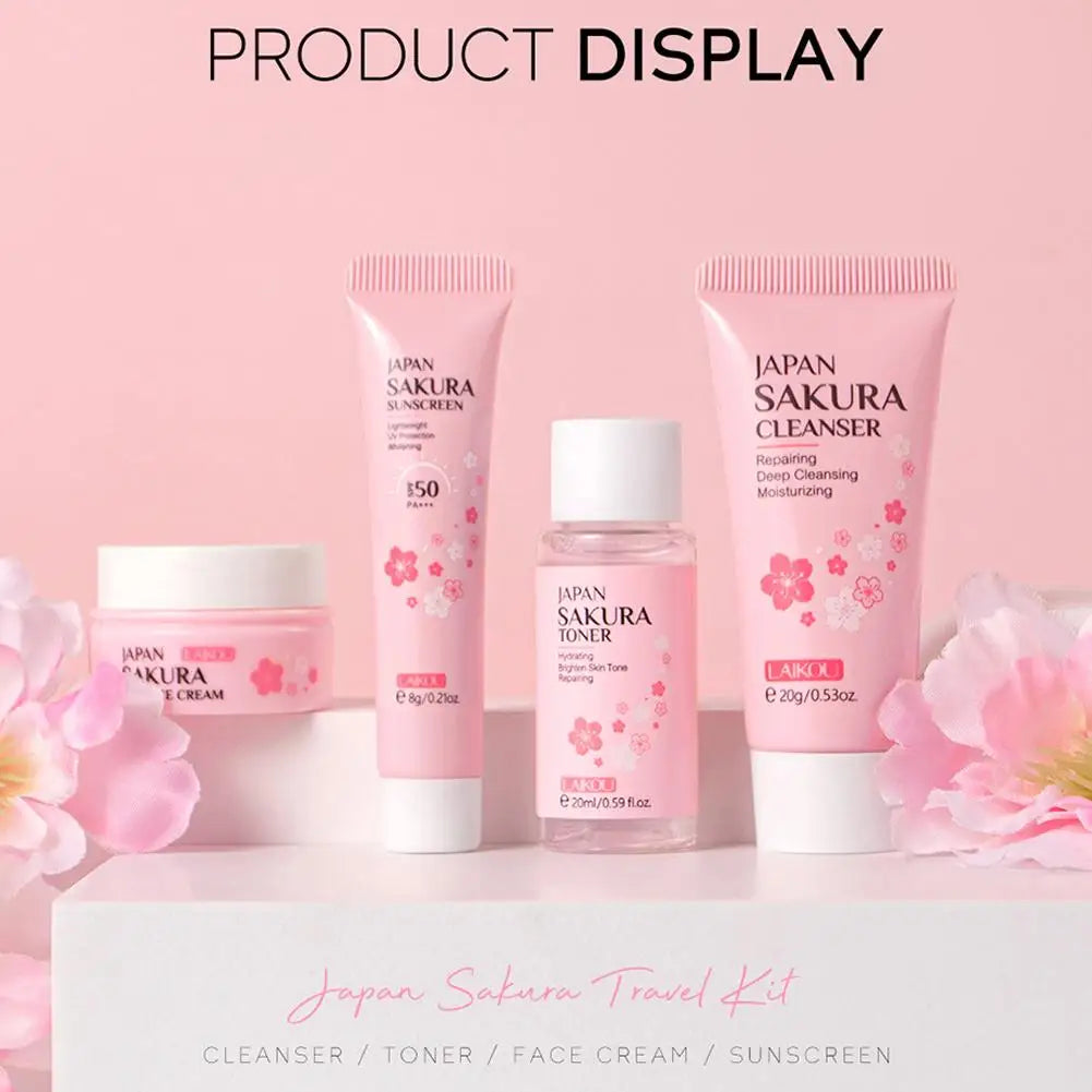 Sakura Skin Care Sets & Kits With Cleanser,Serum,Eye Cream,essence Cream Beauty Products For Women Gift Sets Routine Travel Kit - Lumiere