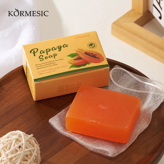100g KORMESIC Hand Made Papaya Soap Shower Facial Soaps for cleansing anti-acne whitening brightening removing acne - Lumiere