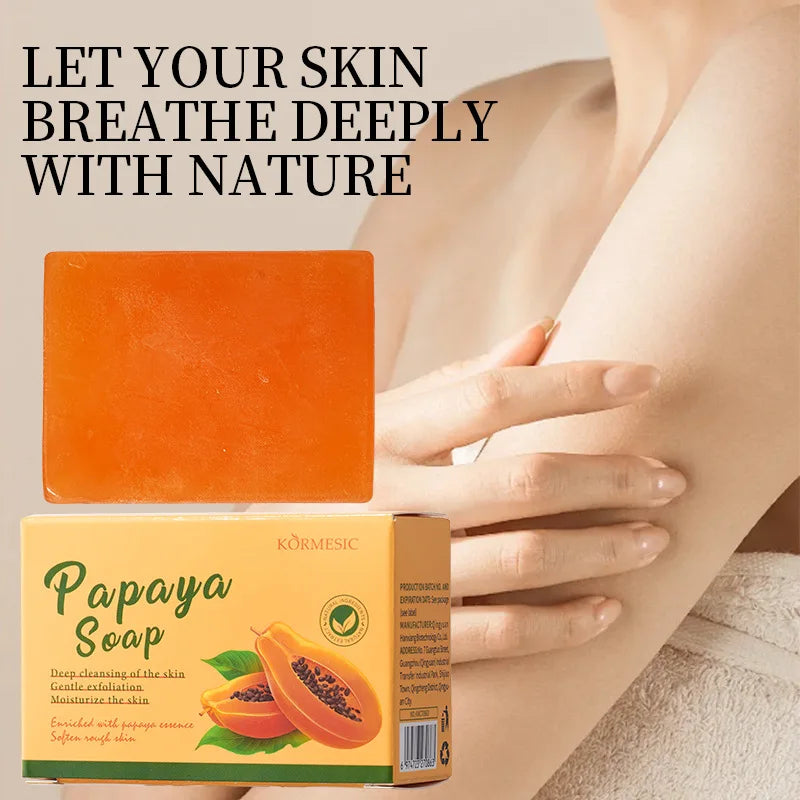 100g KORMESIC Hand Made Papaya Soap Shower Facial Soaps for cleansing anti-acne whitening brightening removing acne - Lumiere