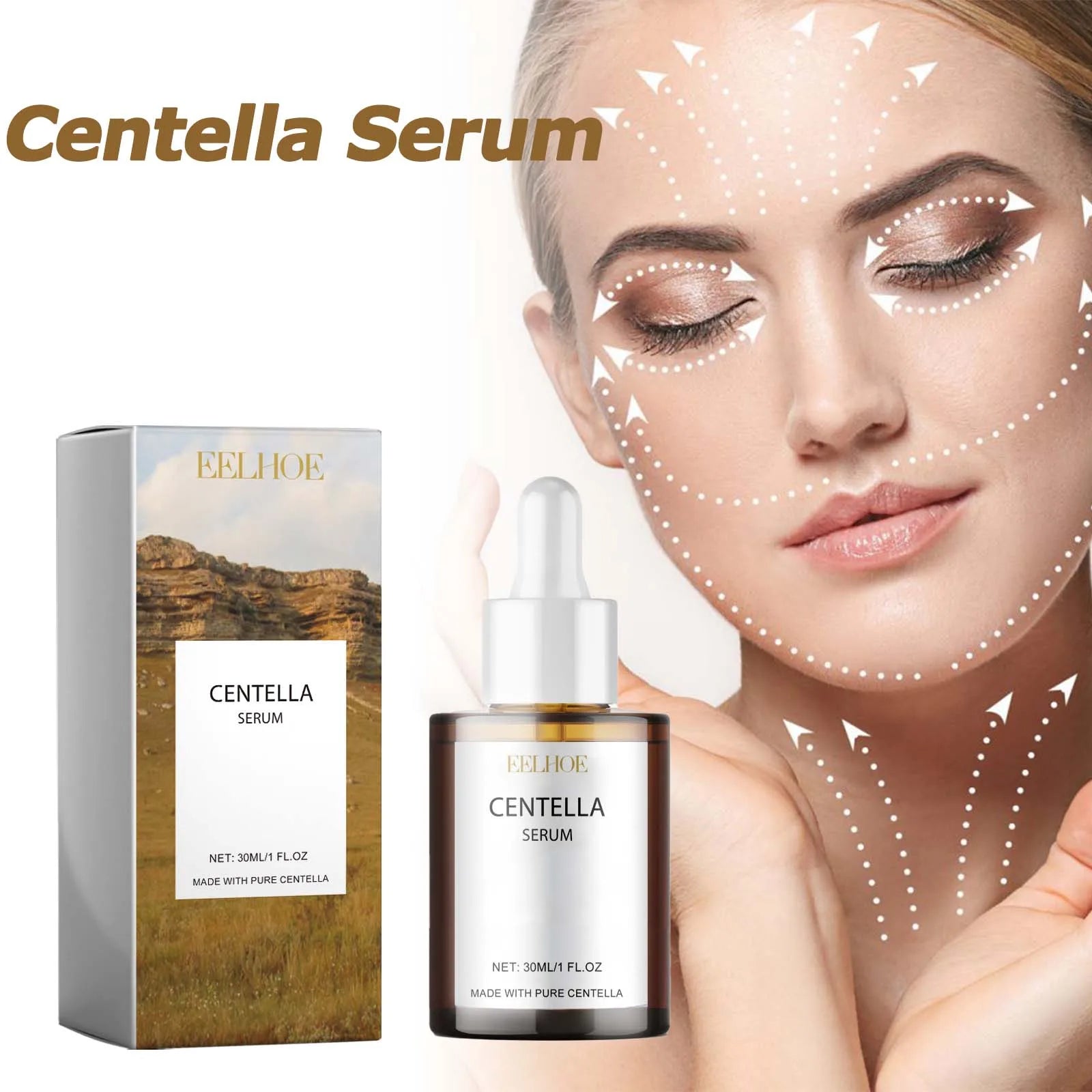 Centella Serum Nourish Improvement Dry Skin Smoothing Tightening Brightening Moisturizing Hyaluronic Acid Face Essence Skin Care - Lumiere