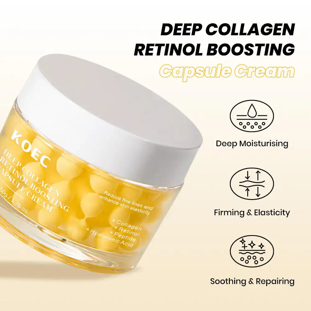 50g KOEC Deep Collagen Retinol Boosting Capsule Cream Moisturizing Firming Soothing Reduce Fine Lines Enhance Elasticity Peptide - Lumiere