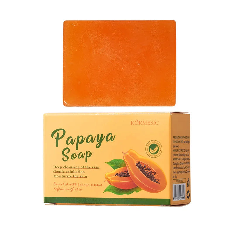 100g KORMESIC Hand Made Papaya Soap Shower Facial Soaps for cleansing anti-acne whitening brightening removing acne - Lumiere