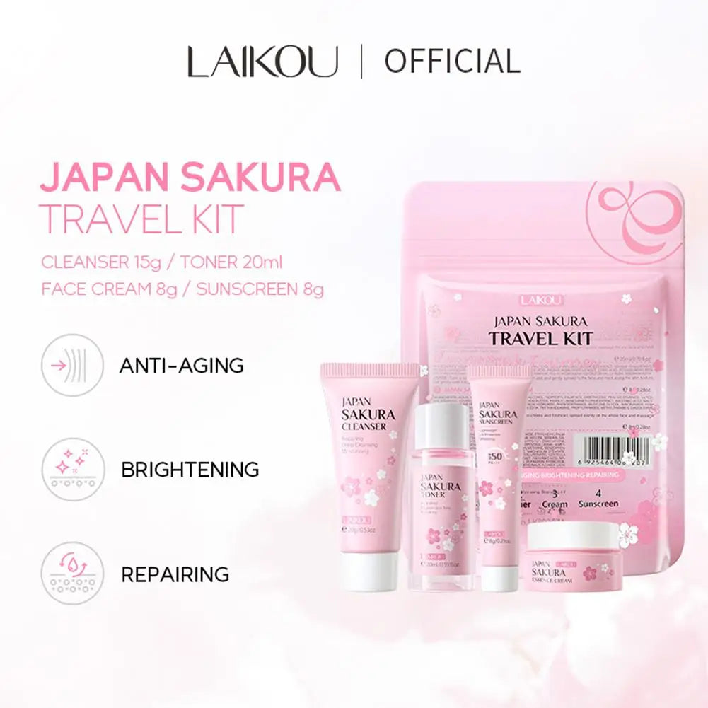 Sakura Skin Care Sets & Kits With Cleanser,Serum,Eye Cream,essence Cream Beauty Products For Women Gift Sets Routine Travel Kit - Lumiere