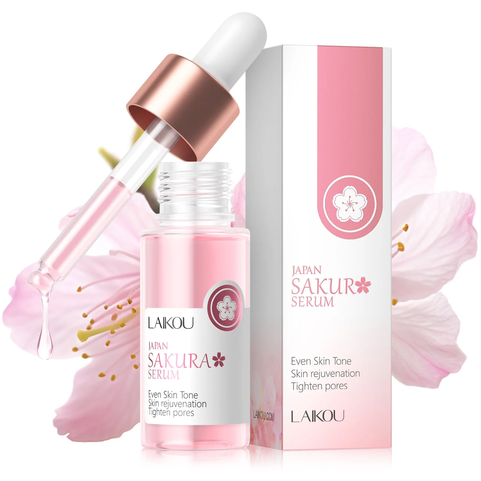 Laikou Sakura Brighting Skin Face Essence Remove Wrinkles Spots Moisturizing Lift Firm Smooth Bright Whitening Skin Care 17ml - Lumiere