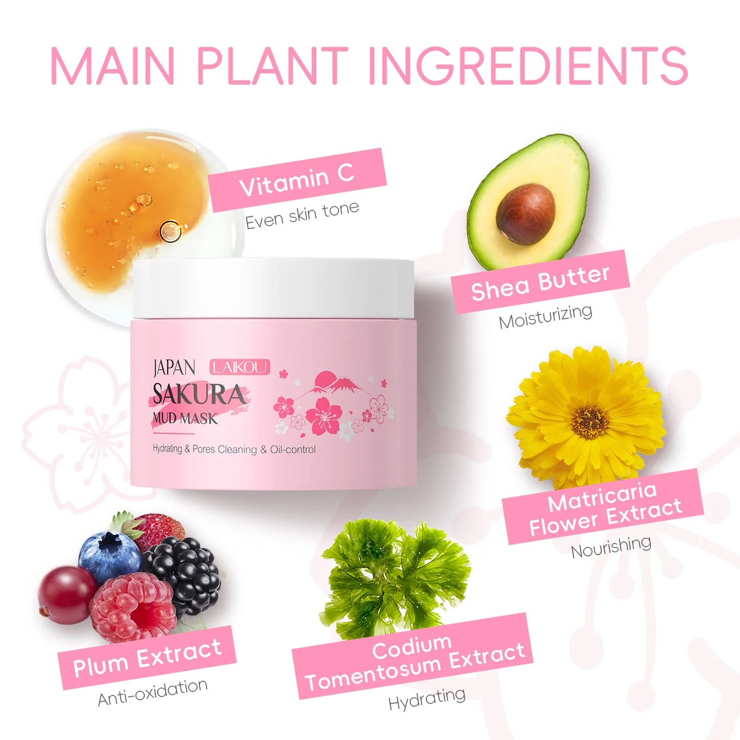 Masque Sakura à la fleur de cerisier – Nettoyant anti-points noirs purifiant - Lumiere