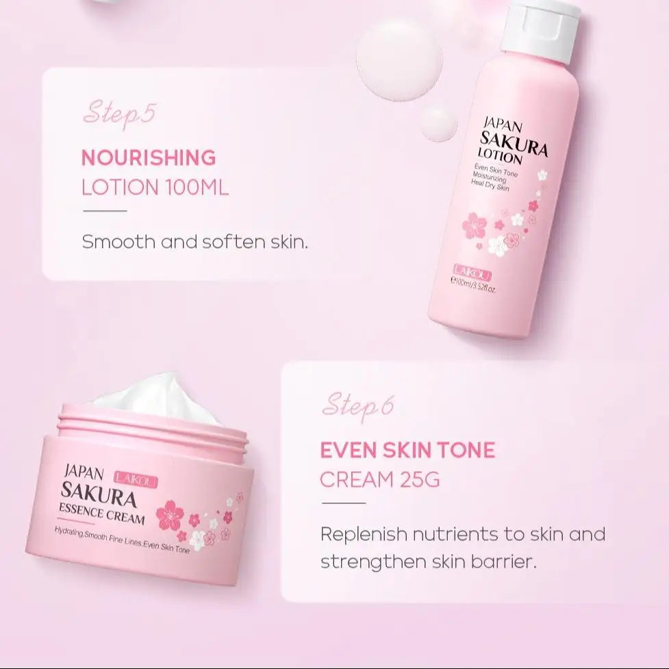 Sakura Skincare Set, 29pcs/set Deep Cleansing & Moisturizing Skin Care Kit, Facial Skin Care Product for Women & Girls - Lumiere