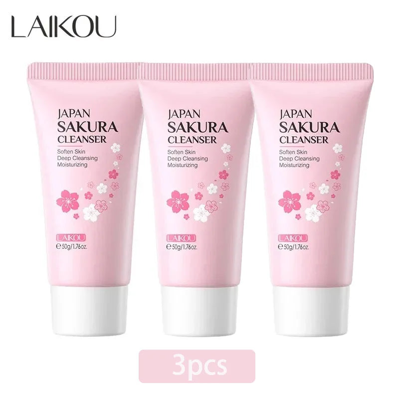 LAIKOU Sakura Cleanser Gentle Deep Cleaning Oil Control Moisturizing Shrink Pores Face Skin Care 50g Skin Cleanser All Skin Type - Lumiere