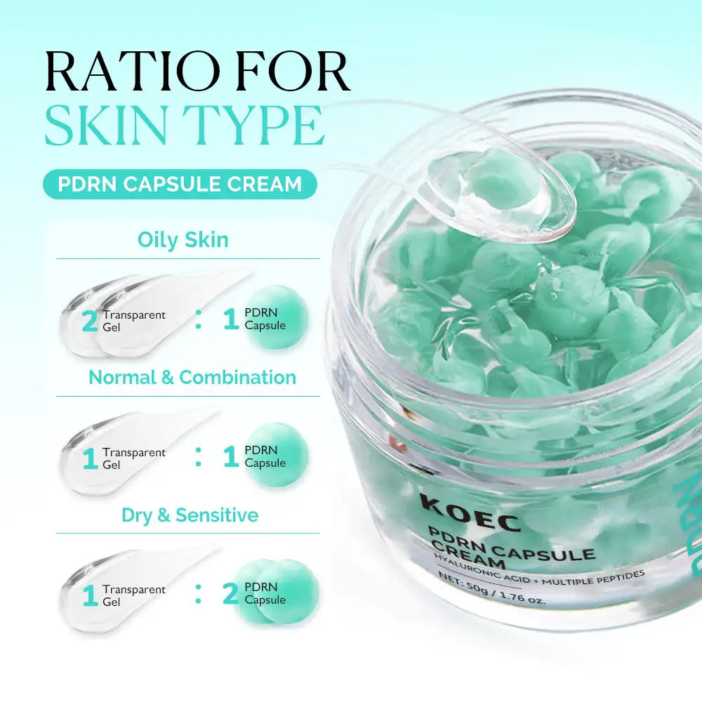 50g KOEC Hyaluronic Acid Multi Peptides PDRN Capsule Cream Hydrating Rejuvenating Anti-Aging Boost Vitality Ginseng Root Extract - Lumiere