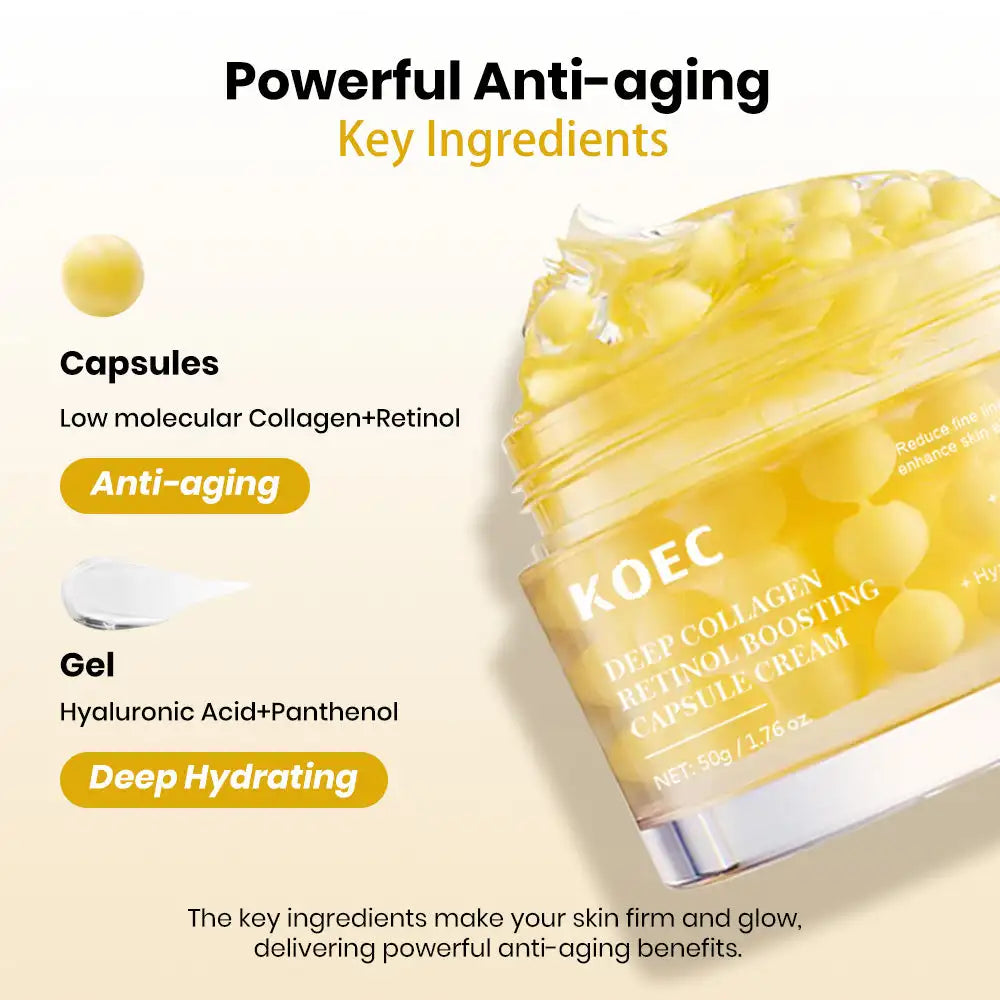 50g KOEC Deep Collagen Retinol Boosting Capsule Cream Moisturizing Firming Soothing Reduce Fine Lines Enhance Elasticity Peptide - Lumiere