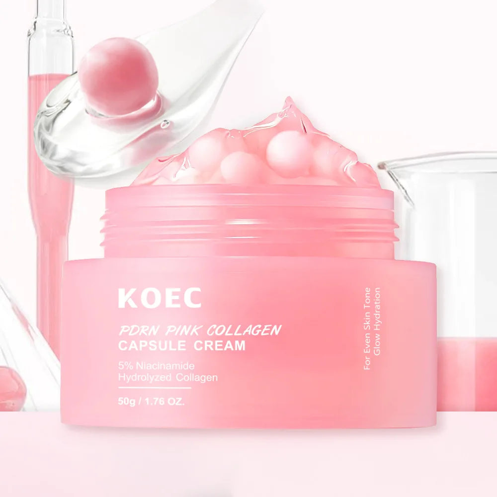 50g KOEC PDRN Pink Collagen Capsule Cream Anti-Wrinkle Hydrating Glowing Increase Elasticity 5% Niacinamide Hydrolyzed Collagen - Lumiere