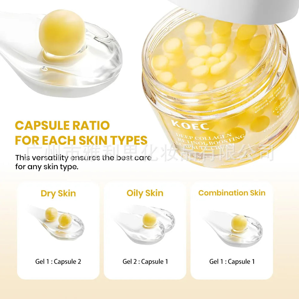 50g KOEC Deep Collagen Retinol Boosting Capsule Cream Moisturizing Firming Soothing Reduce Fine Lines Enhance Elasticity Peptide - Lumiere