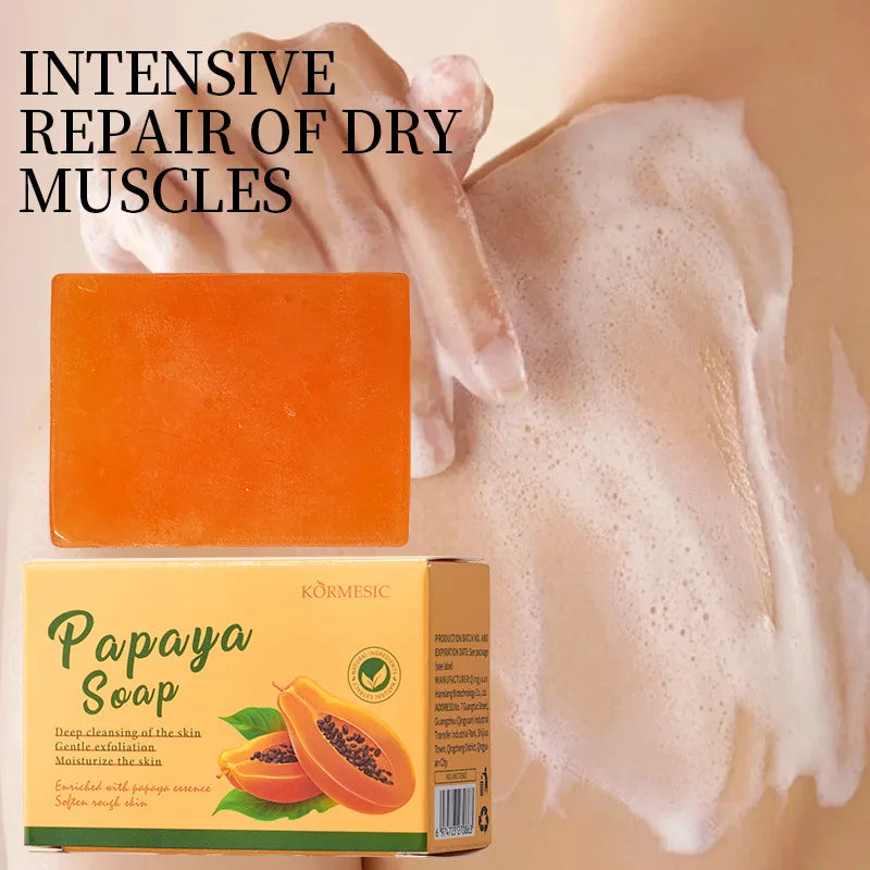 100g KORMESIC Hand Made Papaya Soap Shower Facial Soaps for cleansing anti-acne whitening brightening removing acne - Lumiere