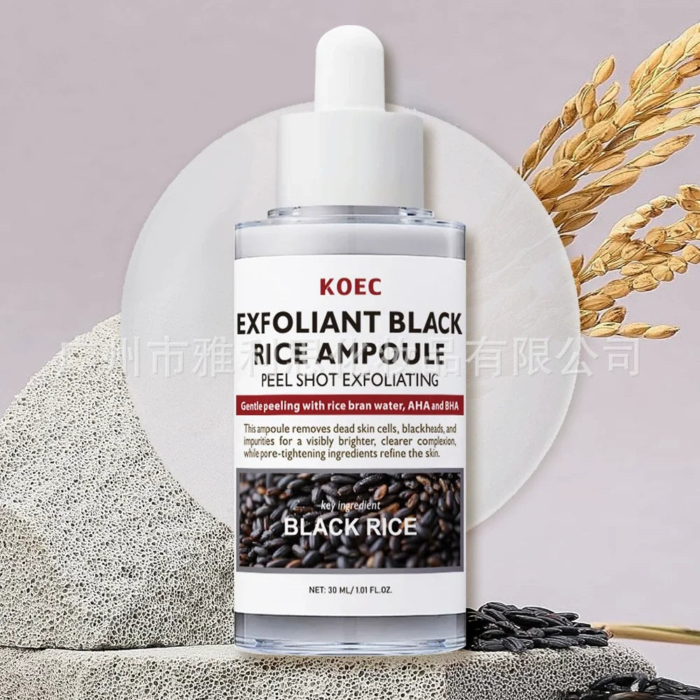 KOEC Exfoliant Black & White Rice Ampoule Facial Serum Peel Shot Exfoliating Brightening Remove Dead Skin Blackhead AHA BHA - Lumiere