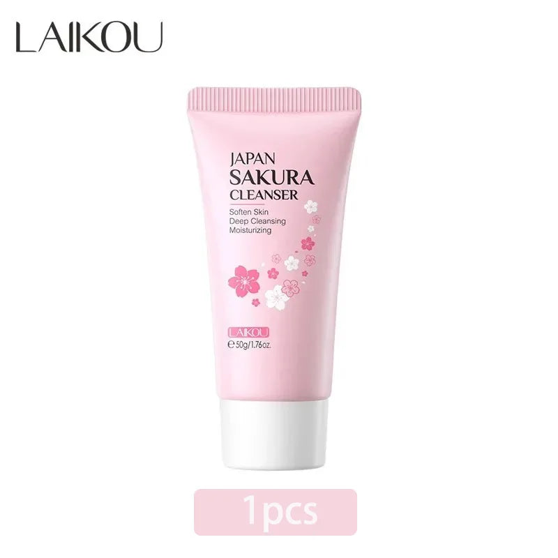 LAIKOU Sakura Cleanser Gentle Deep Cleaning Oil Control Moisturizing Shrink Pores Face Skin Care 50g Skin Cleanser All Skin Type - Lumiere